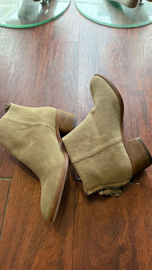Suede Stacked Heel Booties