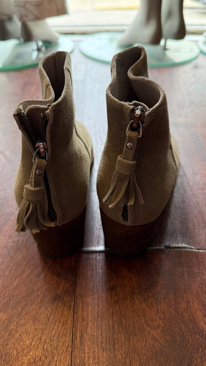 Suede Stacked Heel Booties