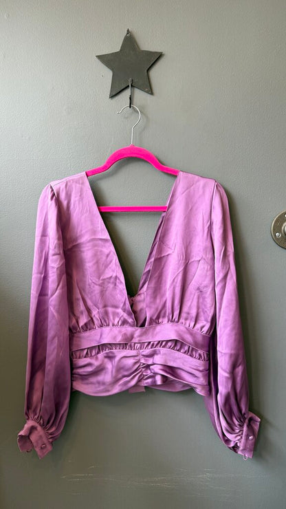 Satin Deep V Blouse