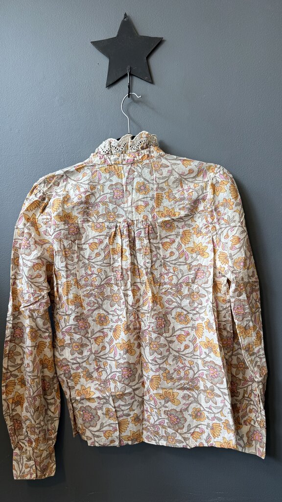 Floral Lace Trim Blouse