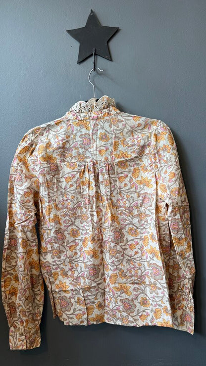 Floral Lace Trim Blouse