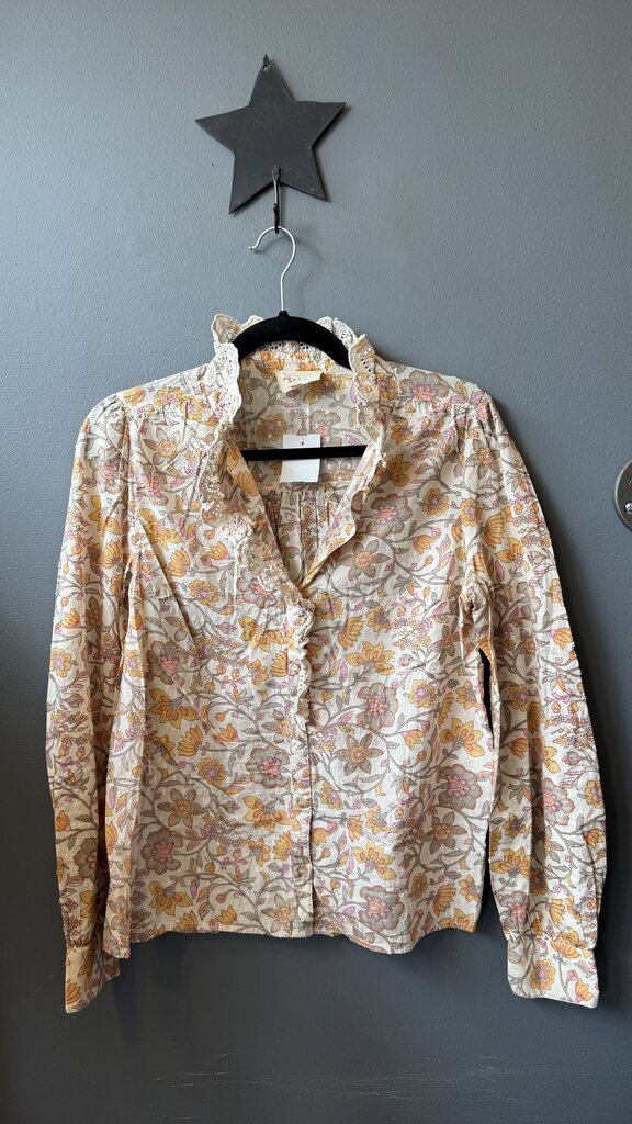 Floral Lace Trim Blouse