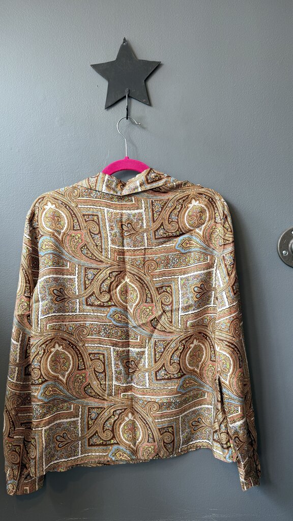 Silk Paisley Button Up Blouse