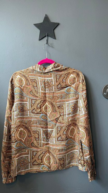 Silk Paisley Button Up Blouse