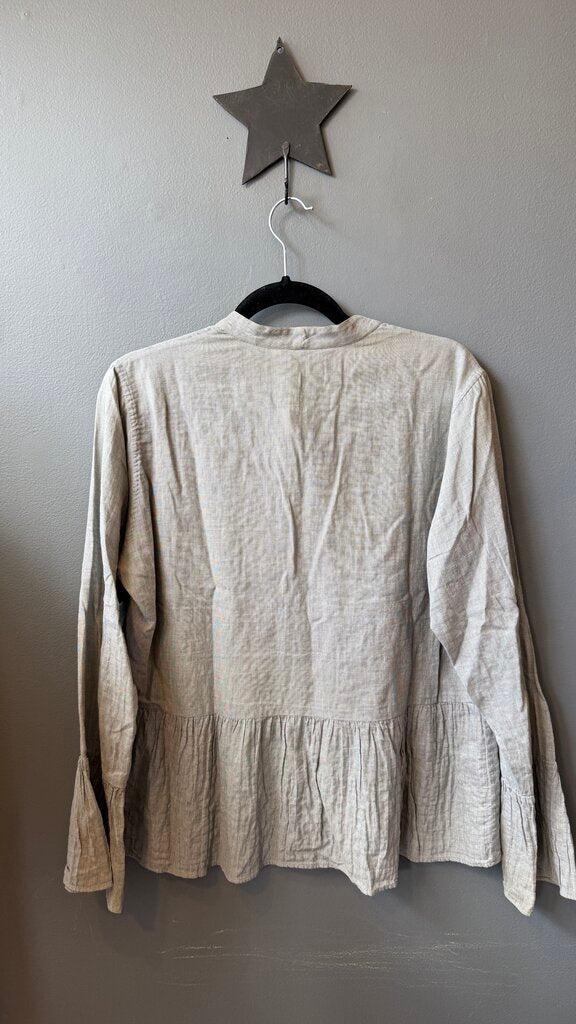 Cotton Embroidered Tie Neck Blouse