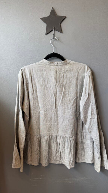 Cotton Embroidered Tie Neck Blouse