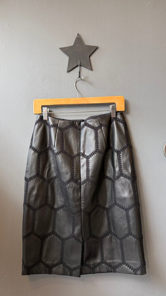 Faux Leather Whipstitch Skirt