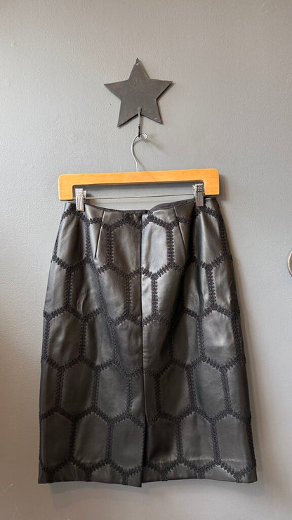 Faux Leather Whipstitch Skirt
