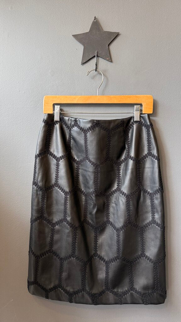 Faux Leather Whipstitch Skirt