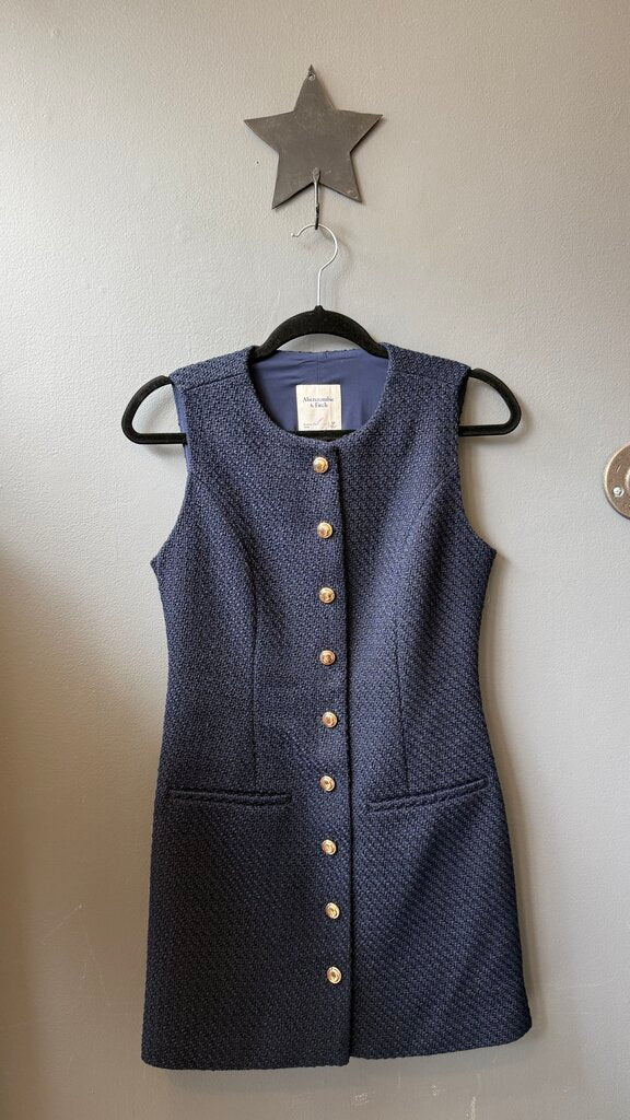 Petite Tweed Button Front Mini Dress