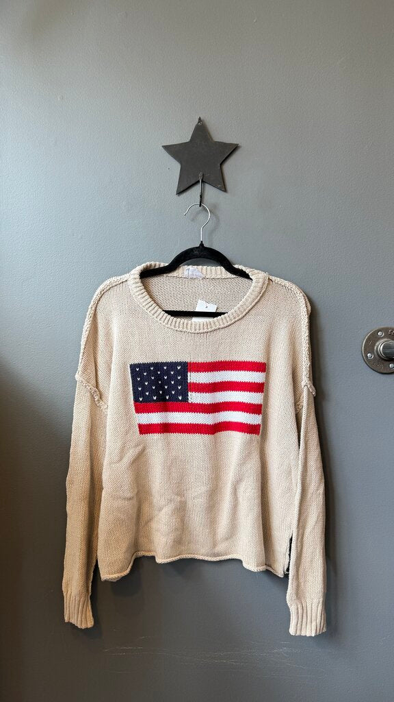 Drop Shoulder American Flag Sweater