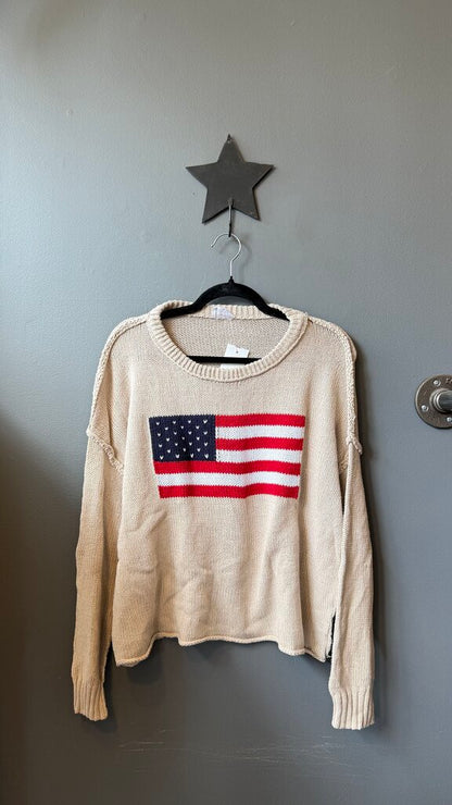 Drop Shoulder American Flag Sweater