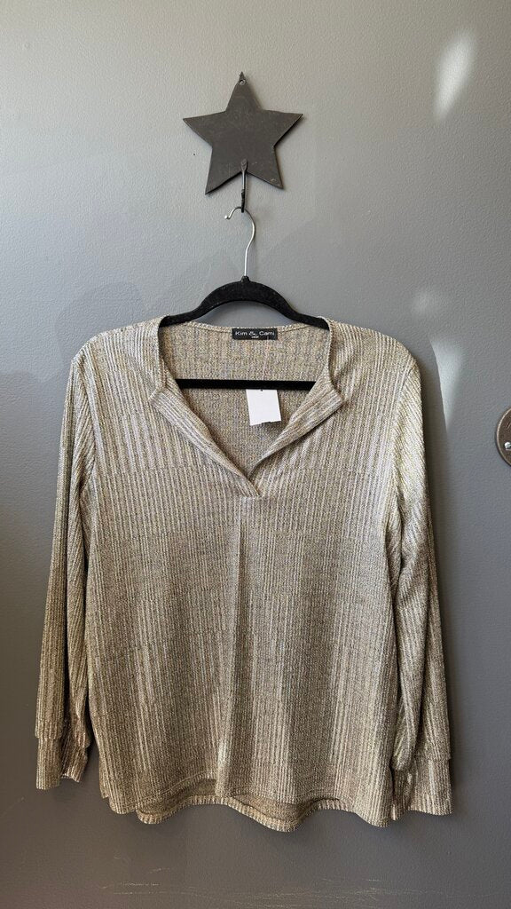 Metallic Jersey Popover Top