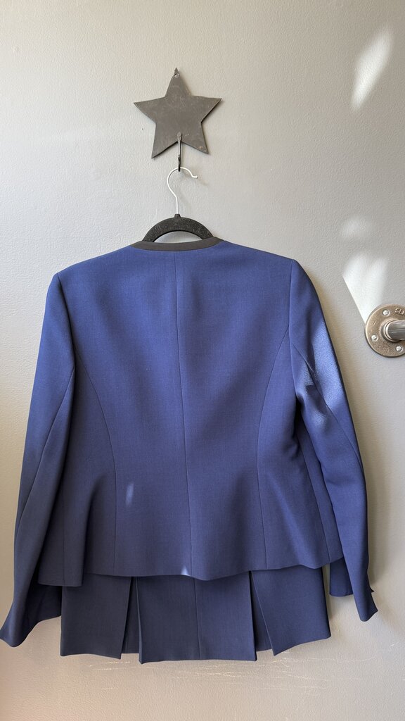Black Trim Blue Skirt Blazer Suit