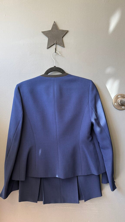 Black Trim Blue Skirt Blazer Suit