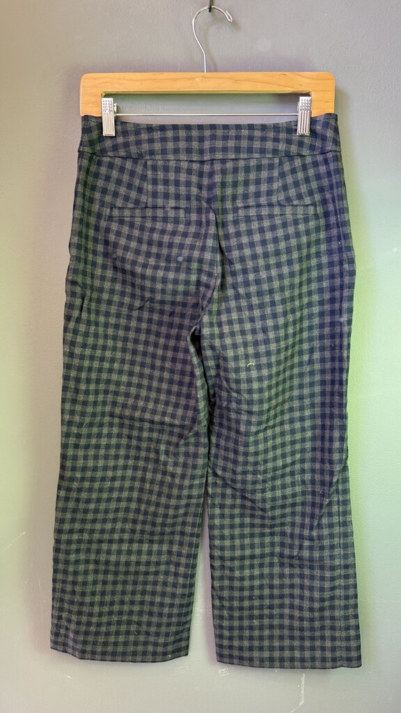 Wool Gingham Crop Pants