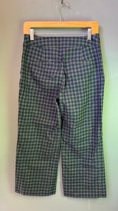 Wool Gingham Crop Pants