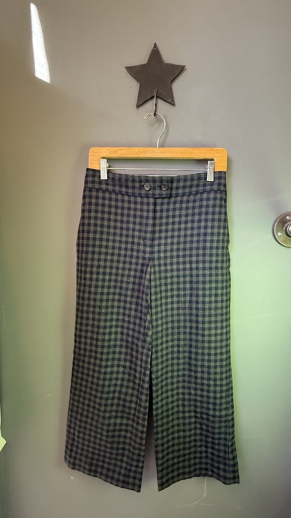 Wool Gingham Crop Pants