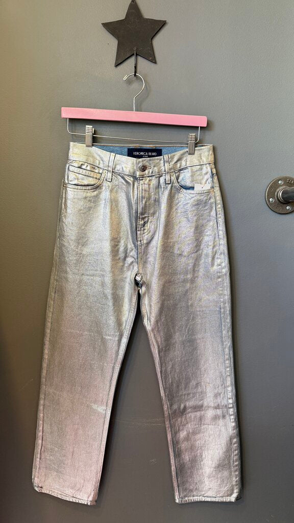Metallic HR Daniela Straight Leg Ankle Jeans