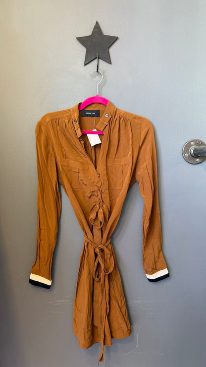 Silk Lace Up Shirtdress