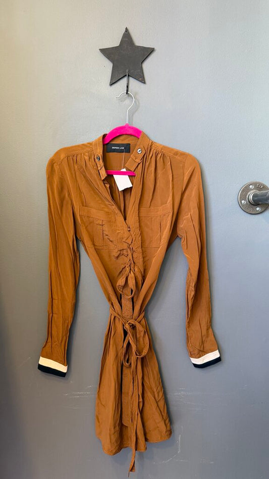 Silk Lace Up Shirtdress