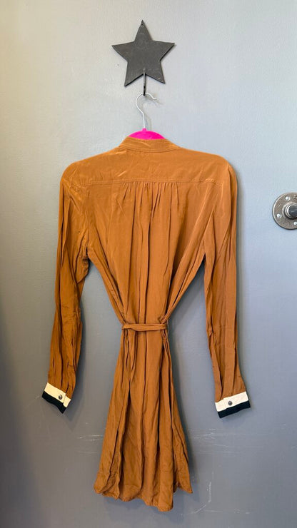 Silk Lace Up Shirtdress