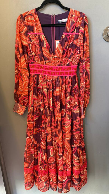 Metallic Floral Midi Dress