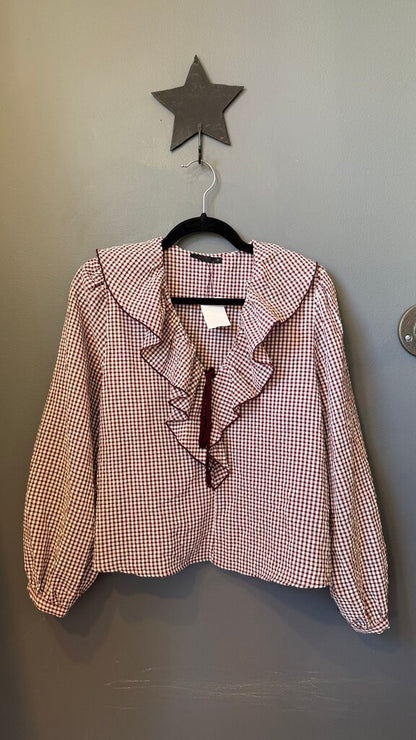 Ruffle Gingham Blouse