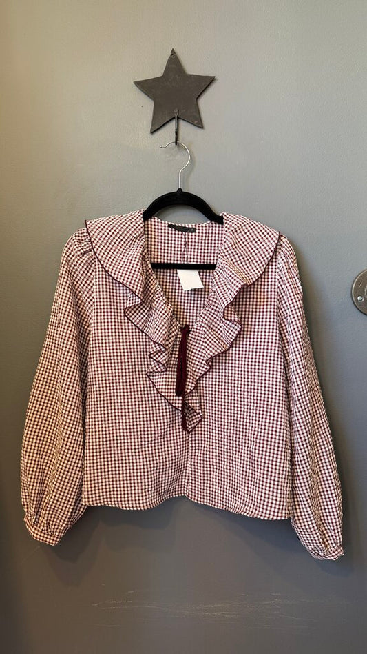 Ruffle Gingham Blouse