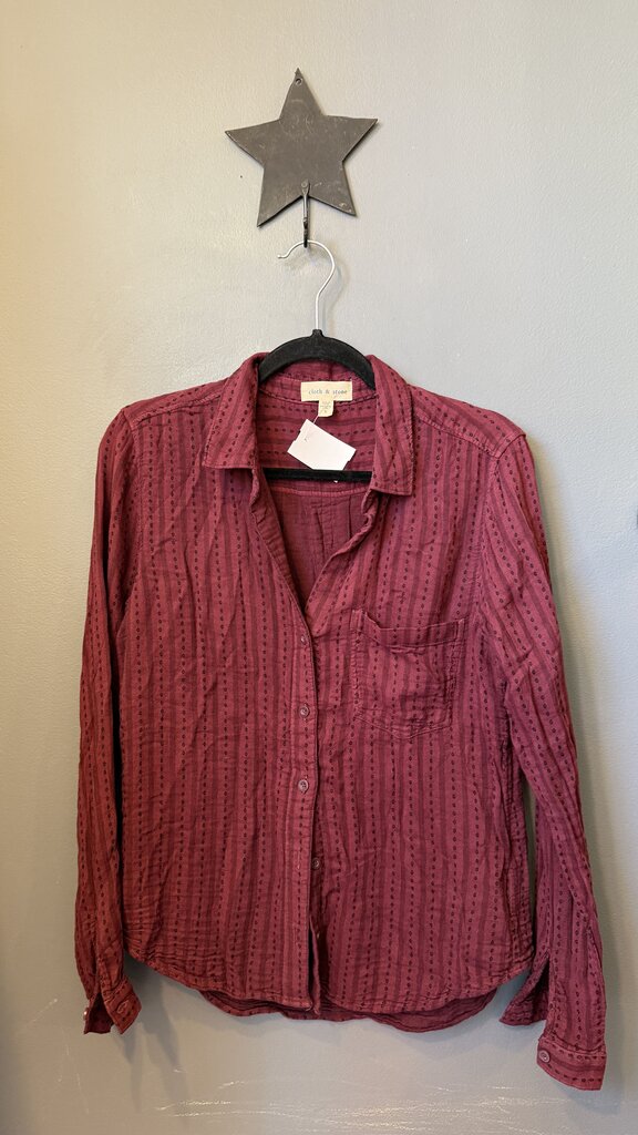 Vertical Stripe Print Button Up Shirt