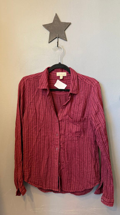 Vertical Stripe Print Button Up Shirt