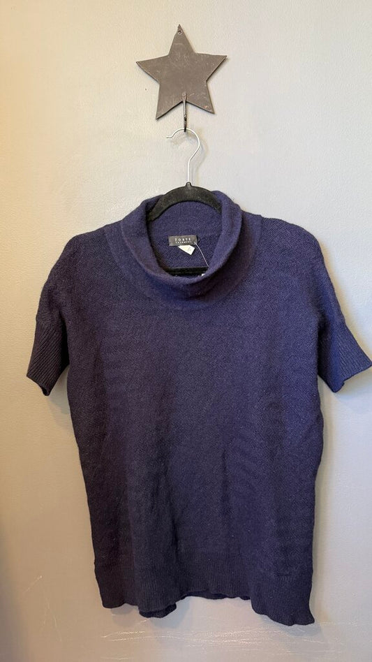 Cowlneck Short Sleeve Cashmere Sweater