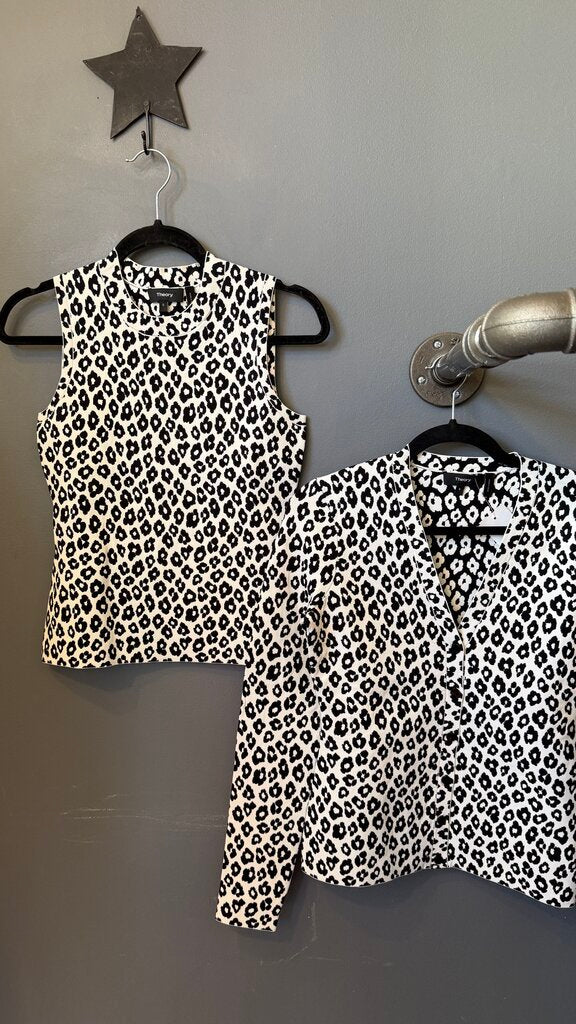 Set Leopard Tank + Cardigan Sweater Set