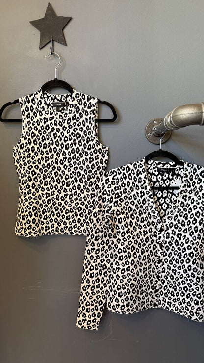 Set Leopard Tank + Cardigan Sweater Set