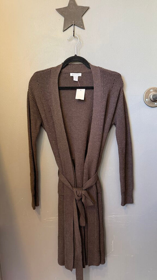 Ribbed Belted Duster Cardigan Sweater