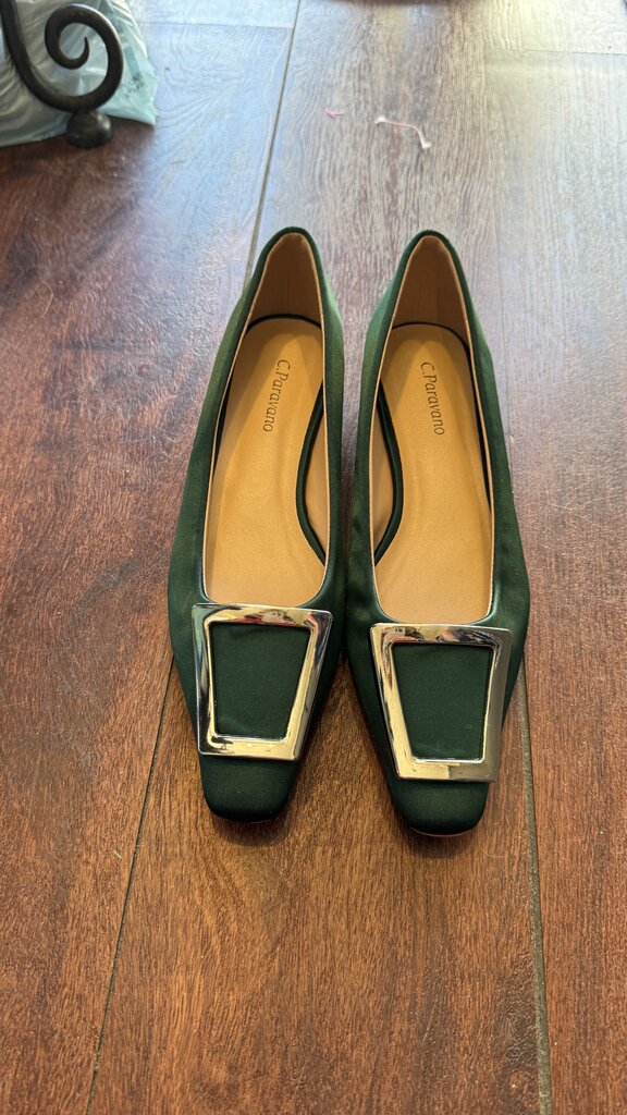 Satin Buckle Kitten Heels