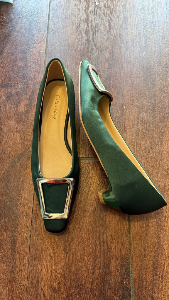 Satin Buckle Kitten Heels