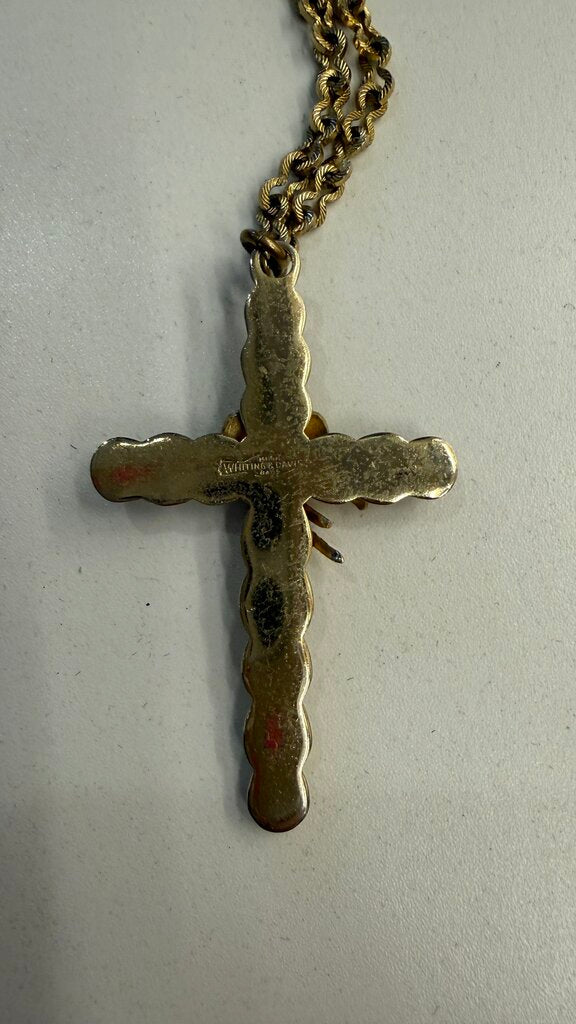 WhitingDavis Pearl Bow Cross Neckalce