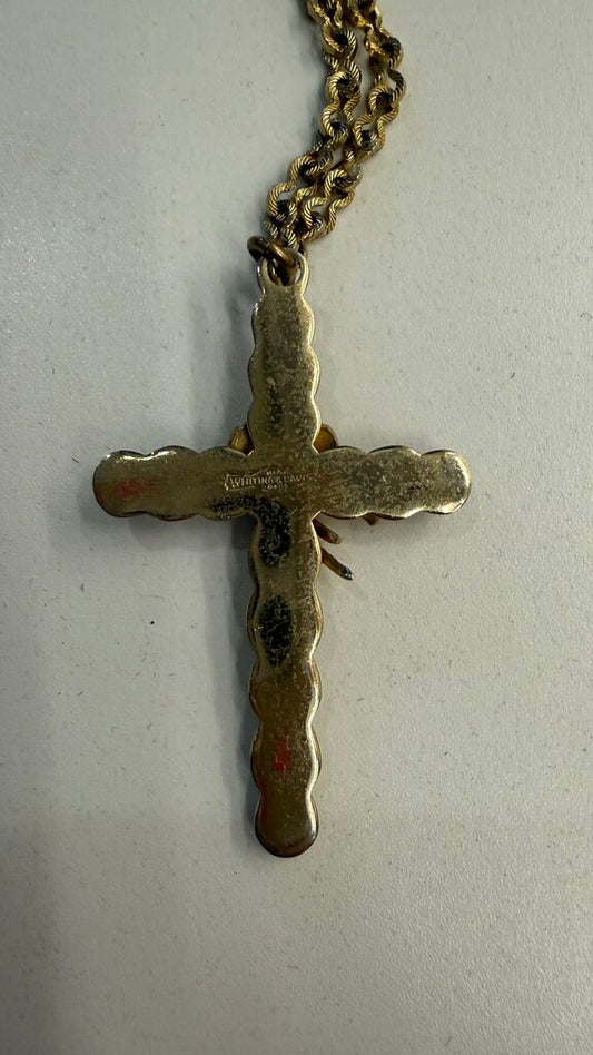 WhitingDavis Pearl Bow Cross Neckalce