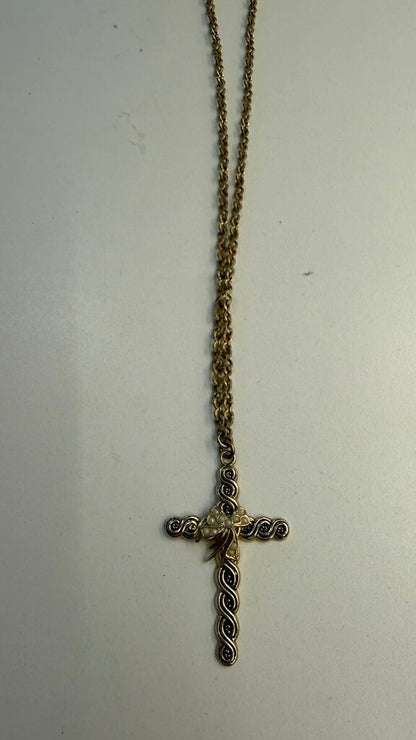 WhitingDavis Pearl Bow Cross Neckalce