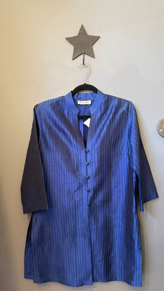 Silk Pleated Mandarin Tunic Jacket