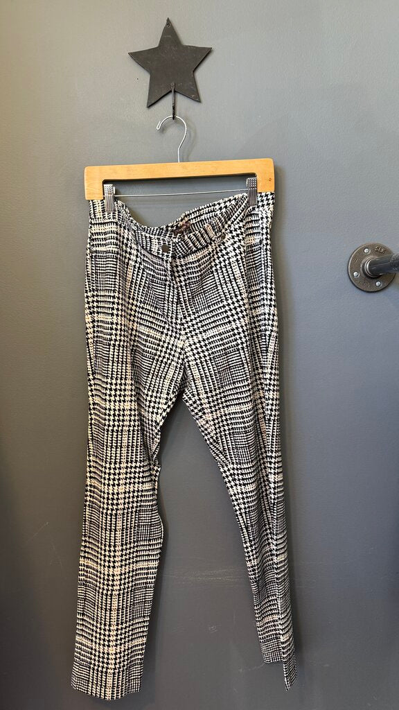 Plaid Ponte Slim Pants