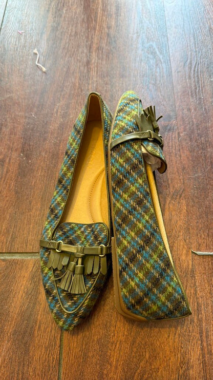 Tweed Tassel Pointed Flats