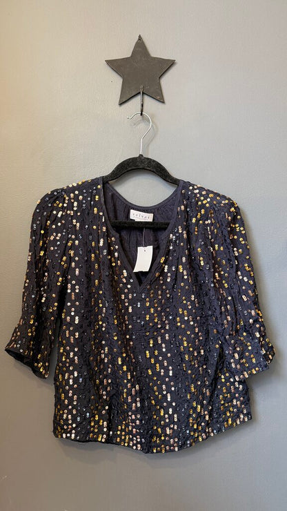 Sequin V neck Blouse