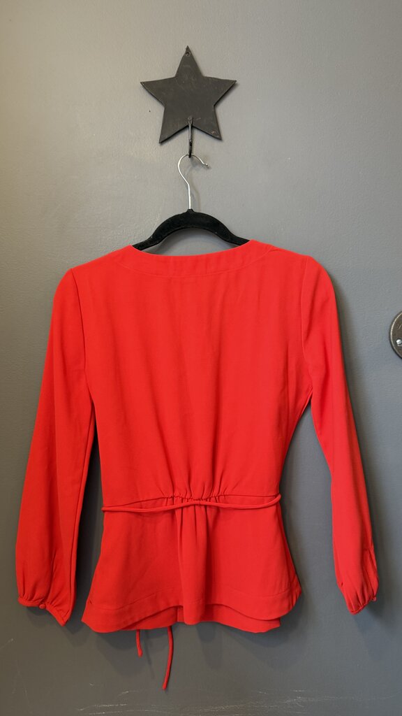 Faux Wrap Tie Waist Blouse