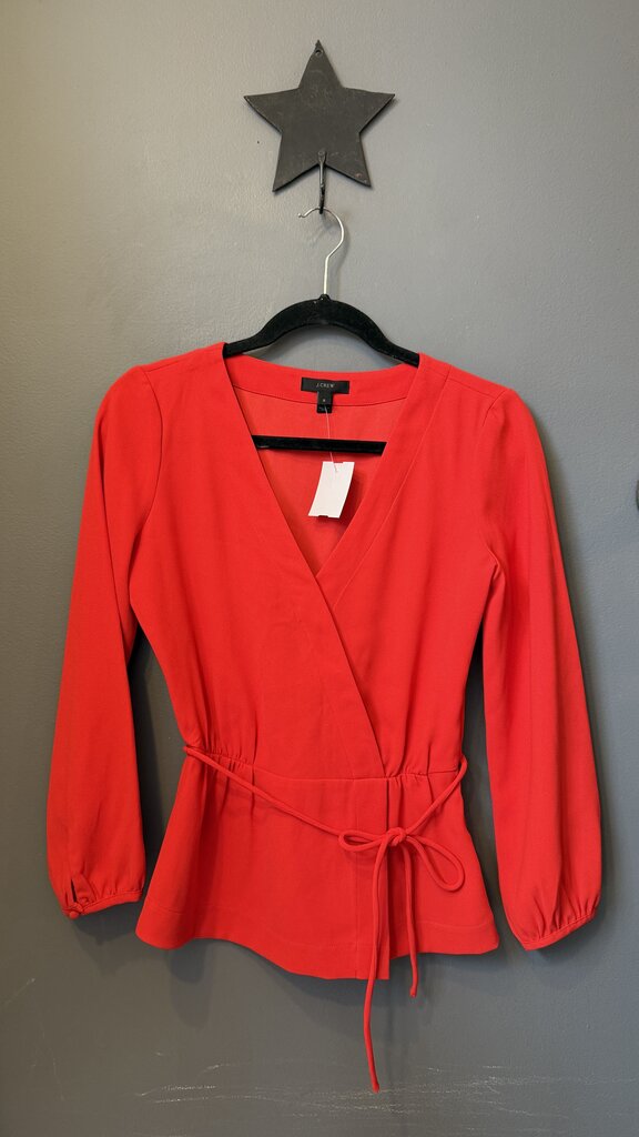 Faux Wrap Tie Waist Blouse