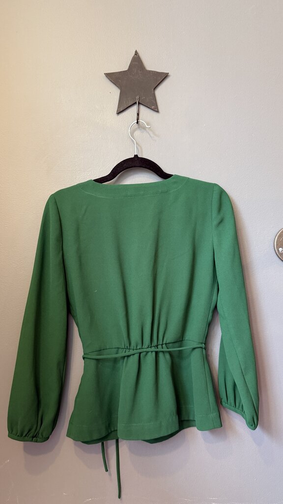 Faux Wrap Tie Waist Blouse