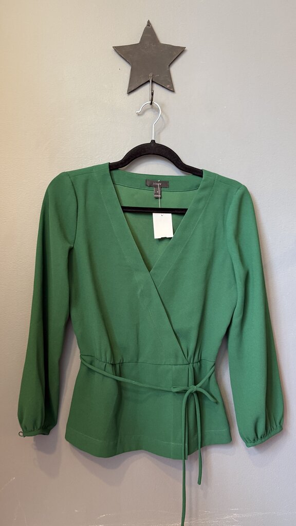 Faux Wrap Tie Waist Blouse