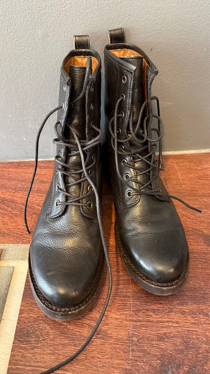 Lace Up Leather Combat Booties