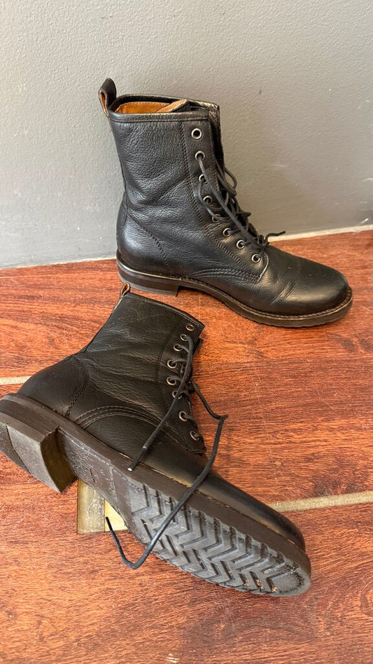 Lace Up Leather Combat Booties